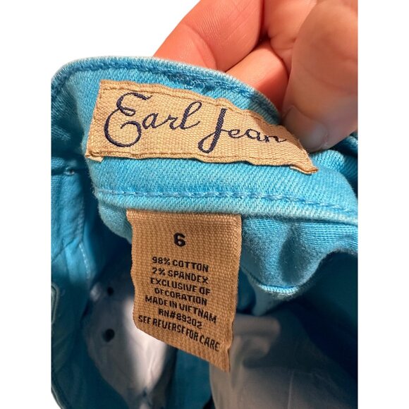 🍒 2/$20 🍒 Earl Jean Womens Turquoise Capri Pants Size 6 Cotton/Spandex Blend - Picture 6 of 6